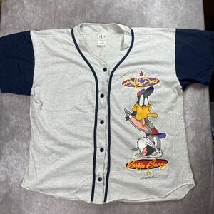 Vintage Bugs Bunny Daffy Duck Warner Bros Baseball Jersey Size XL 1994 90s